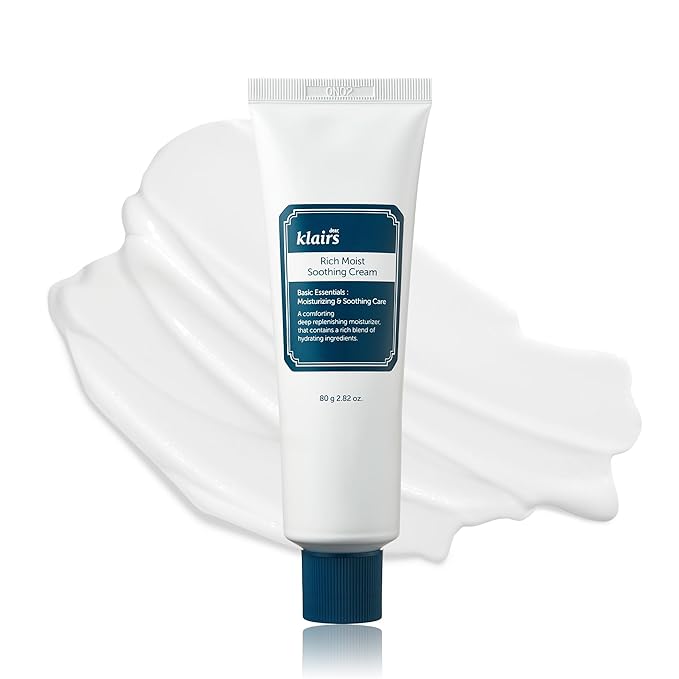 DearKlairs Rich Moist Soothing Cream 80ml, Repair Skin Barrier, Sensitive Skin, Hypoallergenic, Centella Asiatica, Ceremide, Moisturizer, Full Hydration, Non-sticky texture, Korean Moisturizer