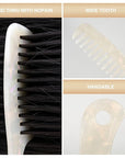 Large Wide Tooth Hair Comb, LADYAMZ [Tortoise Shell] Cellulose Acetate Round Tooth Comb for Straight/Curly Hair,Short/Long Hair Women Men or Kids, Easy Detangling Wet or Dry, Anti-static (White)