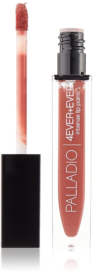 Palladio 4 Ever + Ever Intense Lip Paint, Liquid Lipstick, High Pigmented Lip Gloss, High Shine Vinyl Finish, Rich Color Coverage, Moisturizes Lips, Doe Foot Wand Applicator, Keeper