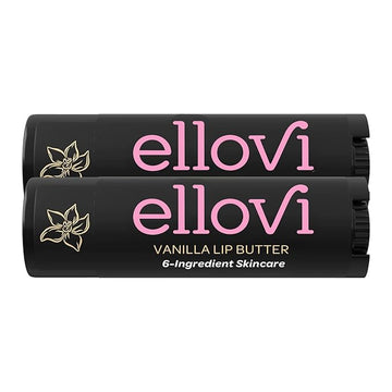 Ellovi Natural Lip Butter Lip Balm - Vanilla - Pure Enough to Eat - Made With Just 6 Vegan Ingredients - 100% Natural & Organic Moisturizing Lip Care for All Day Hydration (2-Pack)