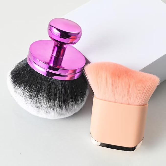 Blend & Blur Extra Large Beauty Soft Body Makeup Brush,Face Self Tanner 2 Pack—Wide Round Head Kabuki Brush Tanning Applicator Set, Powder,Professional Leg Makeup Tool with Drawstring Bag