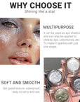 Single Glitter Eyeshadow, Shimmer Eyeshadow Palette, Korean Eye Glitter Makeup, Ultra-Blendable, Sparkle Silver Eye Shadow, Single Shade Metallic Pigmented, (Silver)