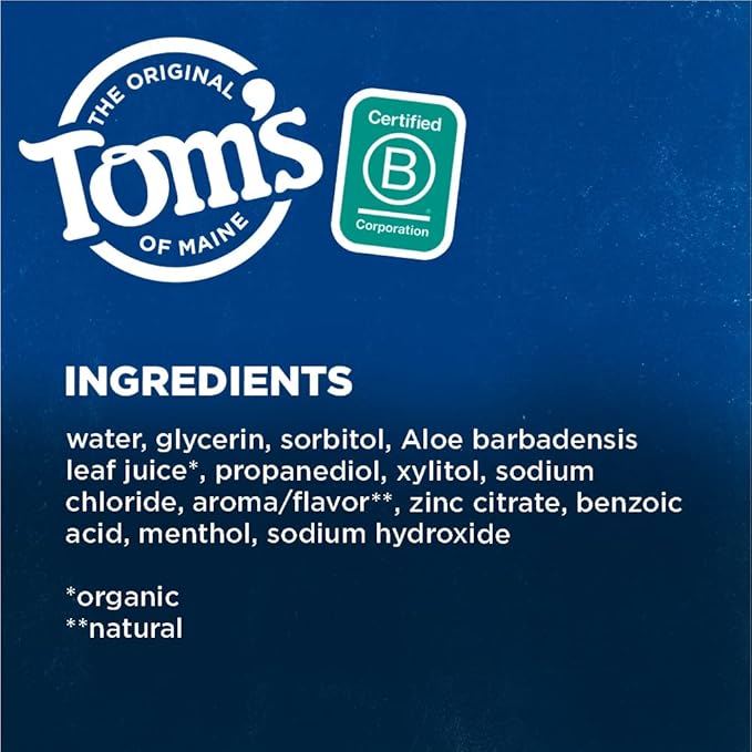 Tom's of Maine Sea Salt Natural Alcohol-Free Mouthwash, Refreshing Mint, 16 Fl Oz (Pack of 3)