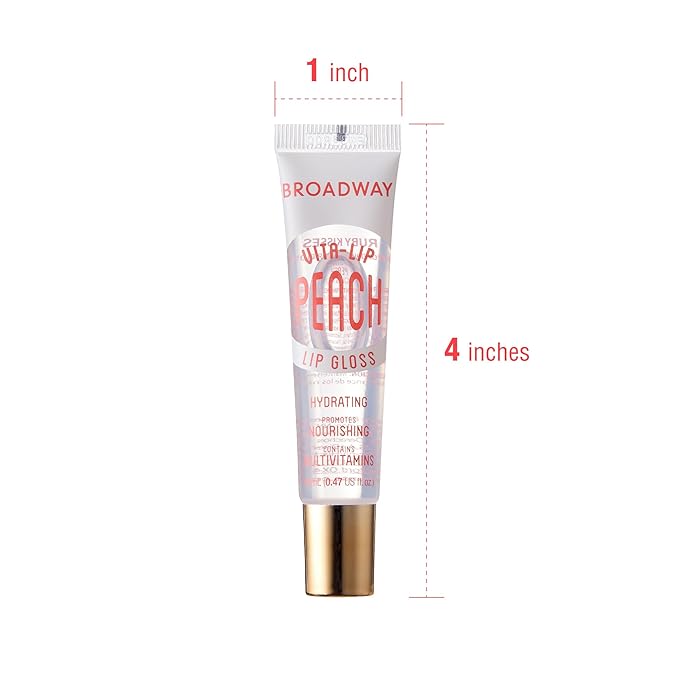 Ruby Kisses Broadway Vita-Lip Clear Lip Gloss (Peach 6 Pack), Ultra-Hydrating & Soothing Formula with Vitamin Oils, High-Shine Non-Sticky Finish, Healing Glossy Lip Balm Locks in Moisture