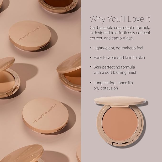 No Makeup Makeup Long-Lasting Lightweight Foundation & Brush Duo | Cruelty-Free, Fragrance-Free, Buildable, Transfer-Proof Liquid Makeup (Deep)