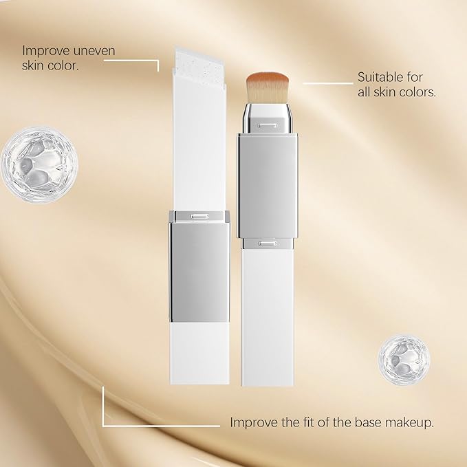 Blanc Cover Cream Stick,Korean Color-Changing Foundation Stick, Full Coverage Base Makeup， Dual-Ended with Detachable Brush for a Flawless Look (Ivory White)