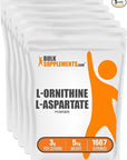 BulkSupplements.com L-Ornithine L-Aspartate Powder - Ornithine Supplement, Ornithine Powder - Amino Acid Supplement, Gluten Free, 3g per Serving, 5kg (11 lbs) (Pack of 5)