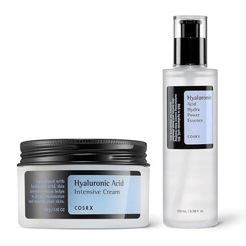 COSRX Skin Flooding Routine- Hyaluronic Acid Cream + Essence, Rice Moisturizing Cream and Essence to Hydrate Sensitive & Dry Skin, For All Skin Types, Korean Skin Care