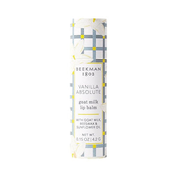 Beekman 1802 Lip Balm, Vanilla Absolute - 0.15 oz - With Goat Milk, Vitamin E & Beeswax for Dry, Cracked Lips - Good for Sensitive Skin - Cruelty Free - Packaging May Vary