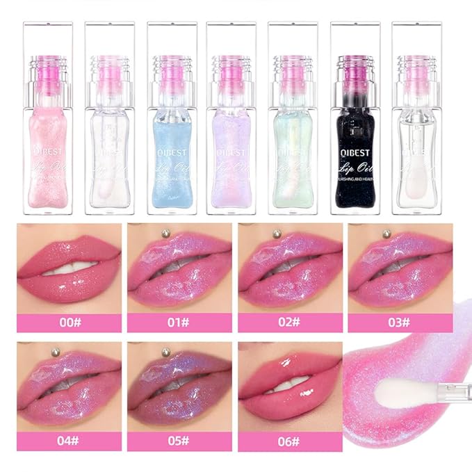 Hydrating Lip Gloss Transparent Lip Care,Magic Color Changing Moisturizing Lip Glow Oil Plumping Glimmer Glow Lipstick, Long Lasting Non-sticky Fresh Texture Lip Oil(Q2394-4#Change Color)