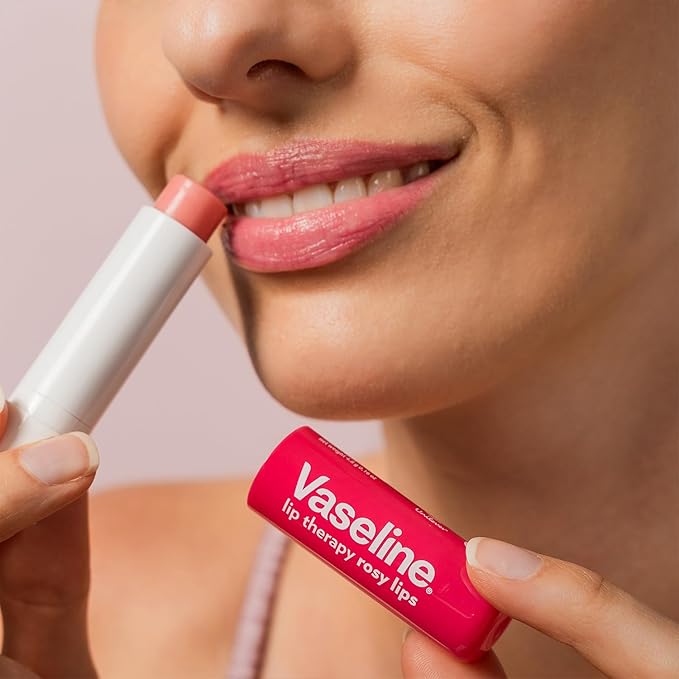 Vaseline Lip Therapy Rosy Lips 8-Pack – Moisturizing Lip Balm, Tinted, 0.16 Oz Ea