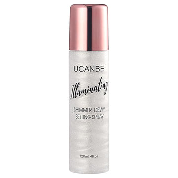 UCANBE Shimmer Dewy Setting Spray – Glowing + Makeup Setting Spray 2 in 1 Lightweight Formula for a Radiant Glow,Long-Lasting Face Mist for Face Body, 4 Fl Oz #Silver