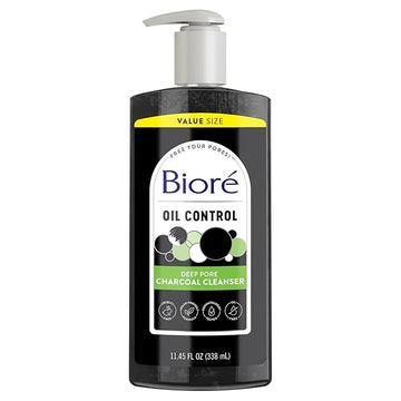 Bioré Deep Pore Charcoal Face Wash, Daily Facial Cleanser for Dirt & Makeup Removal, for Oily Skin, Value Size, 11.45 fl oz