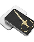 LIVINGO 3.75" Small Safety Facial Nose Hair Scissors, Curved Blade with Rounded Tip Stainless Steel for Manicure Cuticle, Eyebrow, Dry Skin (Gold)