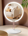 Makeup Mirror with Lights, 4K Ultra-Clear Reflection, Long-Press Adjustable Brightness, 3 Glow Settings, Flexible Multi-Angle Design–Perfect for Makeup and Skincare (White)