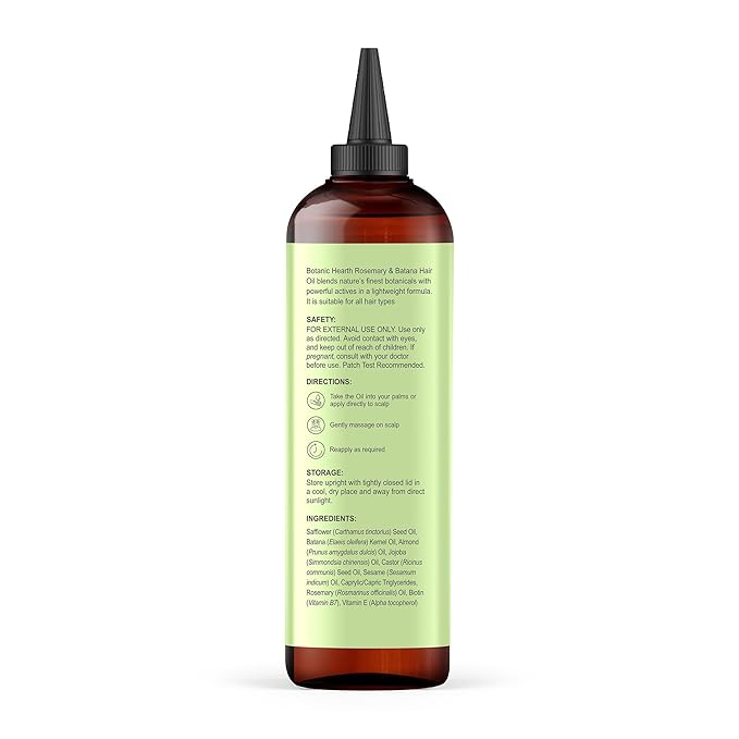 Botanic Hearth 100% Pure Rosemary Batana Oil For Hair Growth | Infused with Biotin, Jojoba, Castor Oil | Hair Oil Repairs Dry Damaged Hair, Strengthening, Healthier - Hair Tonic, 2 fl oz, 2pack