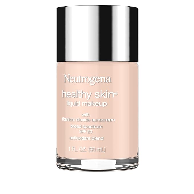 Neutrogena Healthy Skin Liquid Foundation Makeup with Broad Spectrum SPF 20 Sunscreen, Lightweight, Medium Coverage Makeup with Sunscreen and Pro-Vitamin B5, Natural Ivory 20, 1 fl. oz