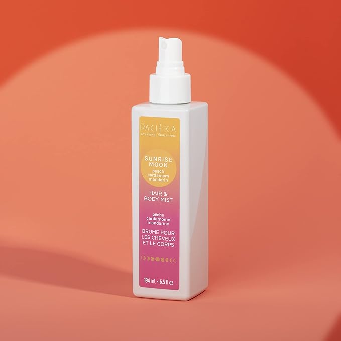 Pacifica Hair Perfume & Body Fragrance Spray Mist – Sunrise Moon with Peach, Cardamom & Mandarin – Alcohol-Free, Vegan & Cruelty-Free, 6.5 oz