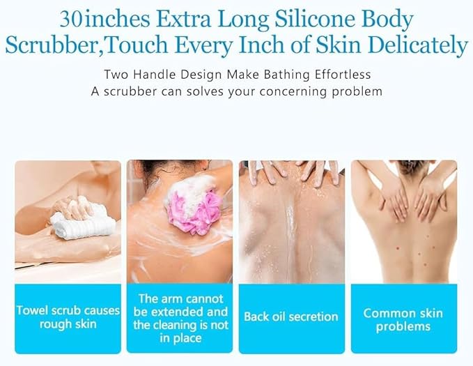 Inmorven Exfoliating Back Scrubber for Shower with Handles, 30 Inch Double-Sided Back Exfoliator Body Scrub Towel, Exfoliating Washcloth Bath Tool for use in Shower, to Clean Skin for Men & Women