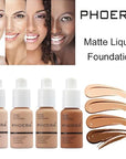 2 Pack PHOERA Foundation,Flawless Soft Matte 24 HR Oil Control Concealer Makeup,Full Coverage Foundation for Women and Girls (102 Nude+104 Buff Beige)