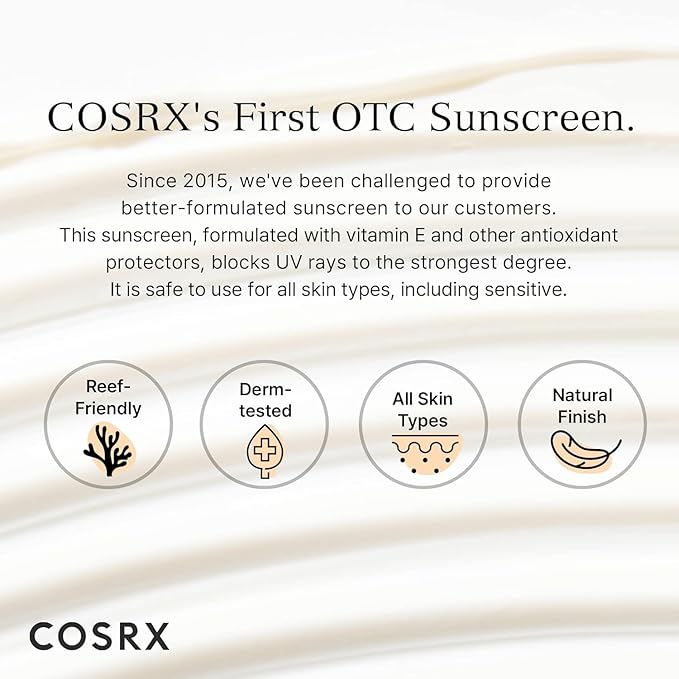 COSRX Vitamin E Vitalizing Face Sunscreen SPF 50, 1.69 fl oz, SPF Moisturizer, Lightweight under Makeup, Summer Travel Essentials, Korean Skin Care, Korean Sunscreen for Face, Stocking Stuffers