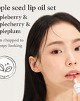 NOONI Vegan Appleseed Lip Oil Set - Appleberry & Applecherry & Appleplum | Long-Lasting, Moisturizing, Plumping, Revitalizing for Dry Lips, Waterproof, No Peel Off, 0.12 FL Oz x 3ea