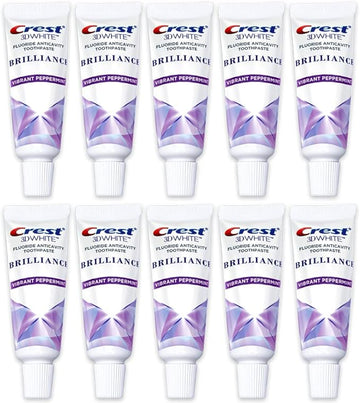Crest 3D White Brilliance Toothpaste, Vibrant Peppermint, Travel Size 0.85 oz (24g) - Pack of 10