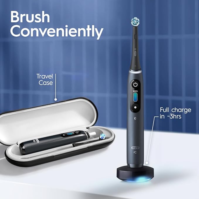 Oral-B iO Series 8 Electric Toothbrush with 2 Replacement Brush Heads, Violet Ametrine