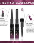 Kaely 2-in-1 Matte Lipstick and Lip Liner, Liquid Lip Stain Makeup for women Long Lasting Waterproof Smudge Proof, labiales matte mate larga duracion listip 24 hours originales, 01 Dark Plum Purple