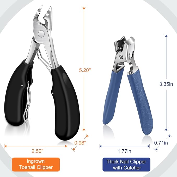 Toenail Clippers for Thick Toenails, DRMODE Heavy Duty Toe Nail Clippers for Thick Ingrown Nails for Seniors with Wide Opening, Professional Fingernail Clipper Nail Cutter Trimmer for Men with Catcher