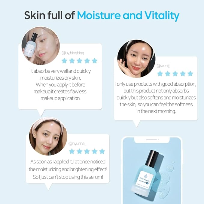 THANKYOU FARMER True Water Deep Serum EX 2.11 Fl Oz (60ml) - Korean Hyaluronic Acid Serum for Face, Phyto Mucin Essence, Hydrating Serum, Korean Serum, Dermatologist-tested