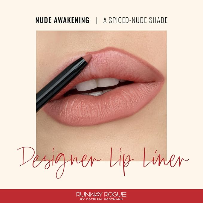 Runway Rogue Designer Liner Lip Pencil, Matte Spiced-Nude Lip Liner Pencil and Lip Liner Sharpener, ‘Nude Awakening'