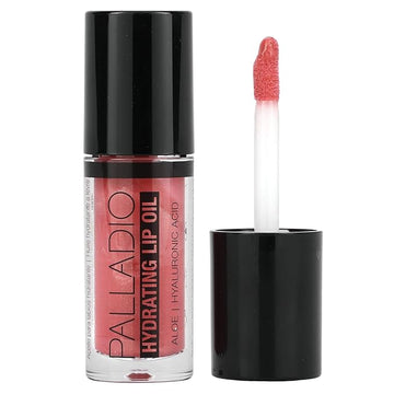 Palladio Hydrating Lip Oil Infused with Hyaluronic Acid, Non-Sticky Formula, Subtle shine with tinted sheer color, liquid lipstick, locks in moisture to prevent chapped lips 0.13 Oz. (FLY)