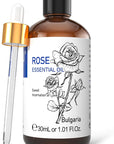 HIQILI Rose Essential Oil 1 Fl Oz, 100% Natural Therapeutic Grade for Aromatherapy, Diffuser, Skin Care, Massage, Includes Premium Quality Glass Dropper