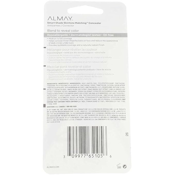 Almay Smart Shade Face Concealer, Hypoallergenic, Cruelty Free, Dermatologist Tested