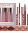 BestLand 6Pcs Matte Liquid Lipstick & Lip Liner Set – Waterproof, Long-Lasting Nude Lip Stain Makeup Kit, Velvety Texture, Gift Set (Vintage Charm Lip Set)