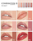 6PCS Lip Oil Light Lipgloss Set, Moisturizing Hydrating Lip Glow Oil Lip Gloss Kit High Shine Lip Plumping Glass Finish Lip Gloss Liquid Lipstick for Women (Set B)