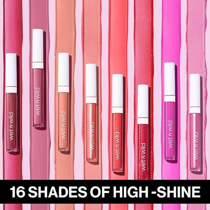 wet n wild MegaSlicks Lip Gloss, Ultra-Glossy, Vitamin-E Enriched, Ultra-Gloss High Shine Moisturizing, Cruelty-Free & Vegan - Sun Glaze