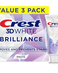 Crest 3D White Brilliance Bright Mint Teeth Whitening Toothpaste, 4.3 oz Pack of 3, 100% More Surface Stain Removal, 24 Hour Active Stain Prevention, Whiter Teeth in 3 Days