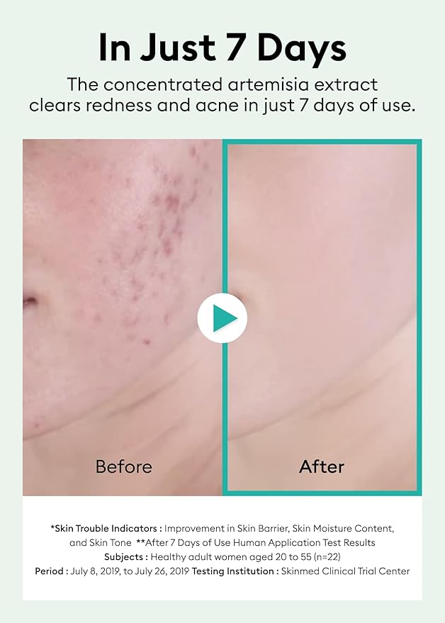 MISSHA Artemisia Calming Ampoule 1.69 Fl oz / 50ml - Face Serum for Sensitive Skin, Korean Skin Care with Double-Fermented Mugwort Extract, Soothes Redness, Acne & Irritation