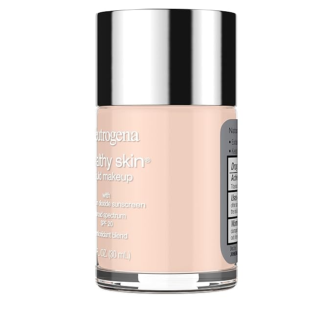Neutrogena Healthy Skin Liquid Foundation Makeup with Broad Spectrum SPF 20 Sunscreen, Lightweight, Medium Coverage Makeup with Sunscreen and Pro-Vitamin B5, Natural Ivory 20, 1 fl. oz