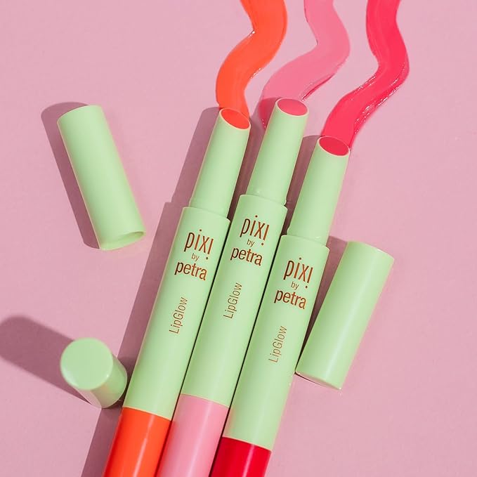 Pixi LipGlow | Sheer, Buildable Colour Lip Balm with Glossy Finish | Hydrating & Nourishing Formula for Everyday Wear | Mirror-Free Application | Ruby | 0.05 oz/ 1.5g