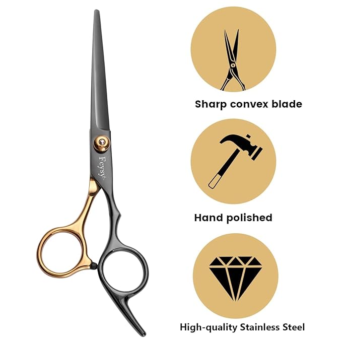 Professional Scissors for Hair, Fcysy Hair Cutting Shears Kit Barber Hairdresser Shears Thinning Scissors Set Straight Edge Razor Salon Supplies for Men, Tijeras De Peluqueria Profesional