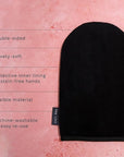 Self Tanning Mitt for Body Self Tanners, Premium Reusable Double-Sided Velvety Soft Applicator, Streak-Free Natural Tan, Stain-Free Hands, Washable Black Mitt in FSC Cardboard Packaging