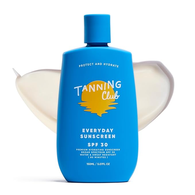 Tanning Club - Everyday Sunscreen - SPF 30 Lightweight Sunblock Lotion for Face and Body - Hyaluronic Acid, Aloe, and Coconut Oil - Water and Sweat Resistant (80 Minutes) - 150 ml