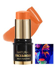 UV Neon Orange Face Body Paint Stick, Colored Professional Full-Coverage Oil-Based Eye Black Stick for Halloween Cosplay Christmas, Face Painting Foundation Makeup Glow in the Dark Party Supplies-03