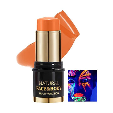 UV Neon Orange Face Body Paint Stick, Colored Professional Full-Coverage Oil-Based Eye Black Stick for Halloween Cosplay Christmas, Face Painting Foundation Makeup Glow in the Dark Party Supplies-03