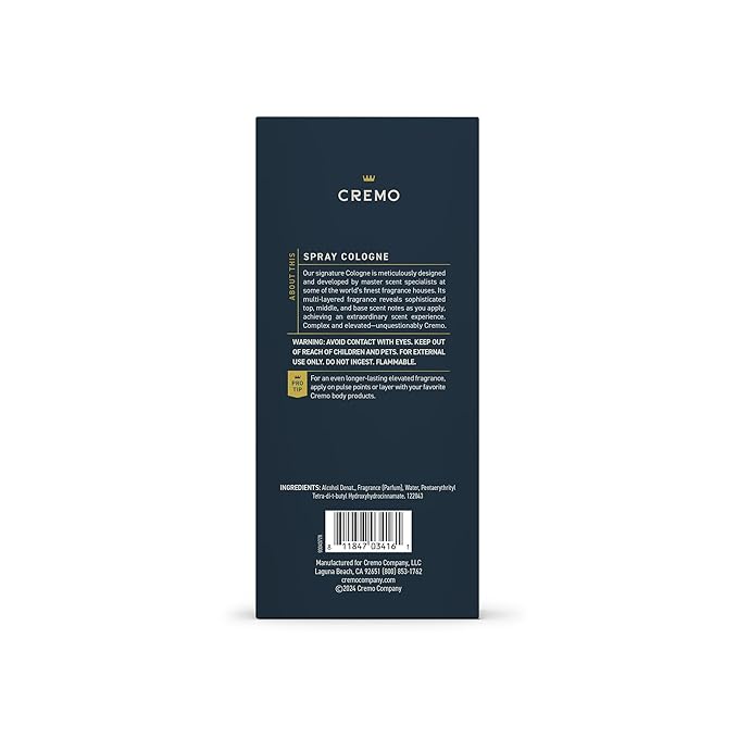 Cremo Cologne for Men - Palo Santo Mens Cologne Spray - A Combination of Bright Cardamom, Dry Papyrus and Aromiatic Palo Santo, Fragrances For Men, 3.4 Fl Oz