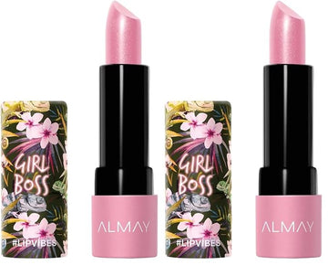 Almay Lip Vibes Lipstick with Vitamin E Oil & Shea Butter, Matte Finish, Hypoallergenic, Girl Boss, 0.14 Oz (Pack of 2)
