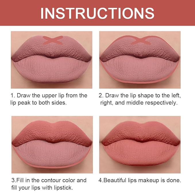 2-in-1 Antique Rose Lip Liner & Lipstick Set Kit for Women, Matte Lips Kit with Lip Liner Lip Stains Long Lasting Waterproof 24 Hour Lipstick and Lip Liners Combo Lipliners Pencil Set 04
